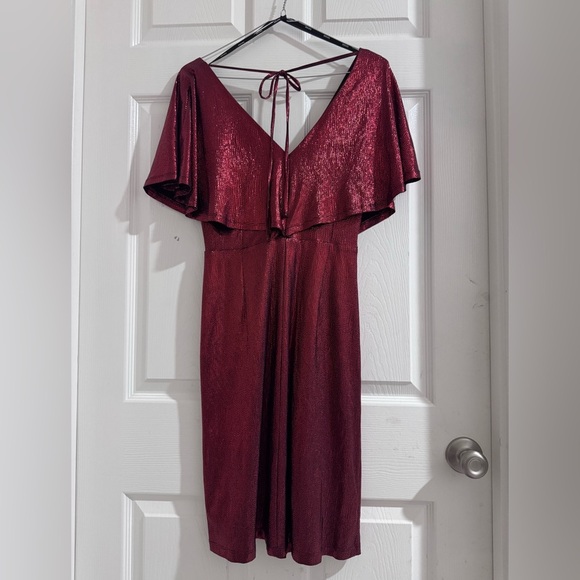 Elegant Burgundy Halter Dress side 4 - Picture 2 of 8
